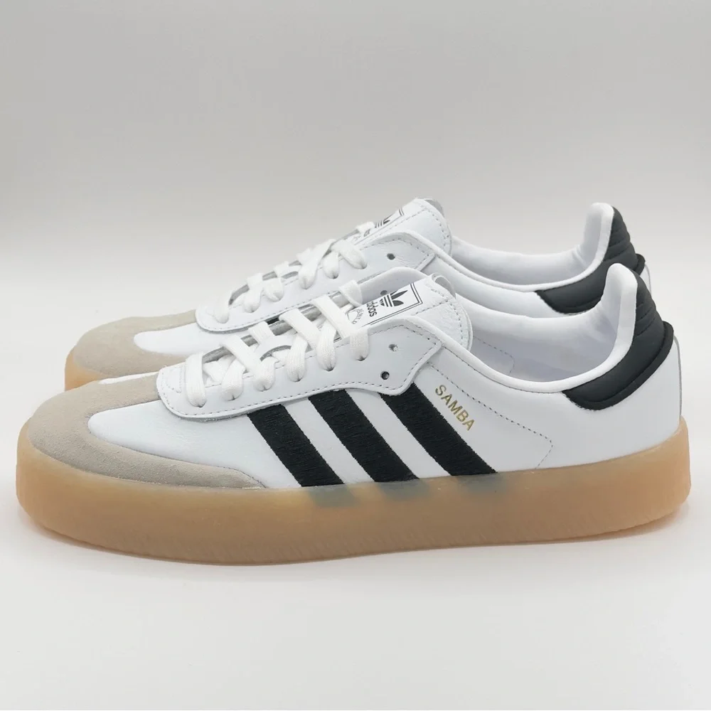 Women’s Adidas originals SAMBAE Sneakers White/Black/Gum IG5744 leather Size 10 - Picture 2 of 12